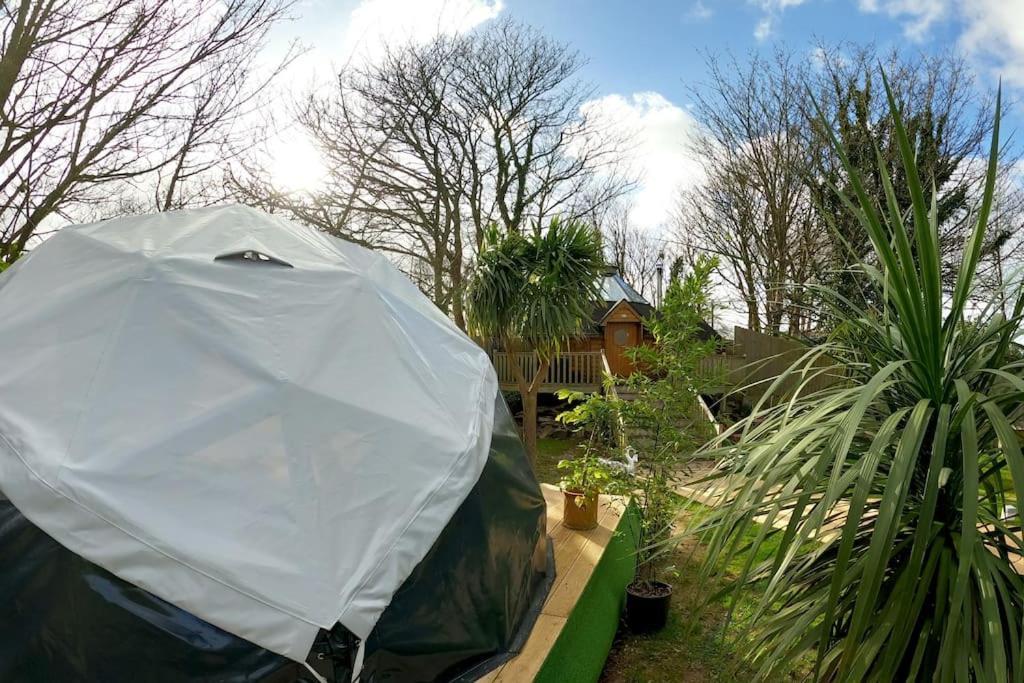Romantic Treehouse With Hot Tub & Bbq Lodge Praze an Beeble 外观 照片